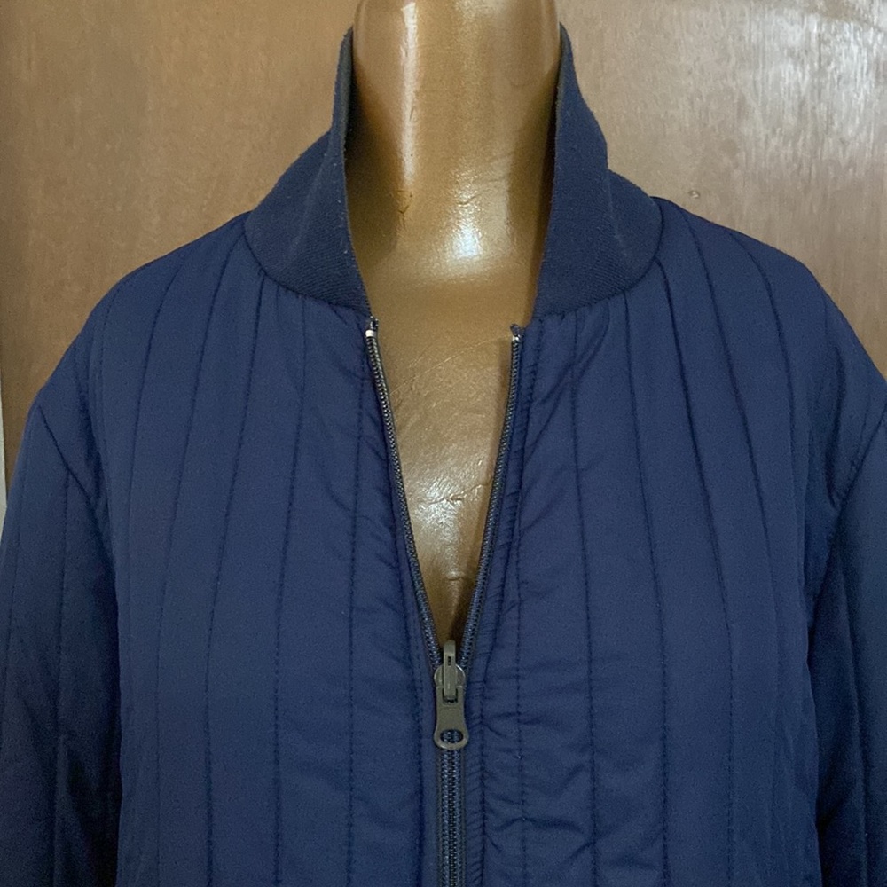 Reversible bomber jacket navy blue ribbed/army green